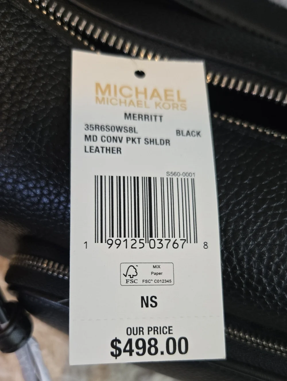 Michael Kors Black Pebbled Leather Shoulder Hobo with Front And Side Pockets NWT
